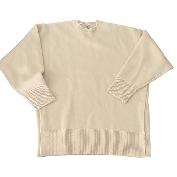 TOTEME Double Knit Pullover Sweater Wool Cashmere Snow Small Ivory xS - Picture 3 of 12